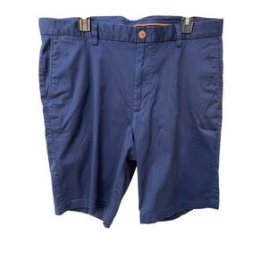 Tommy Bahama Men’s Blue Chino Shorts Size 38 Flat Front Casual Tan Logo Classic